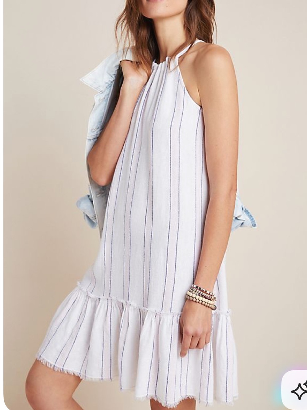 Anthropologie Cloth and Stone Halter Mini Dress, size Small.